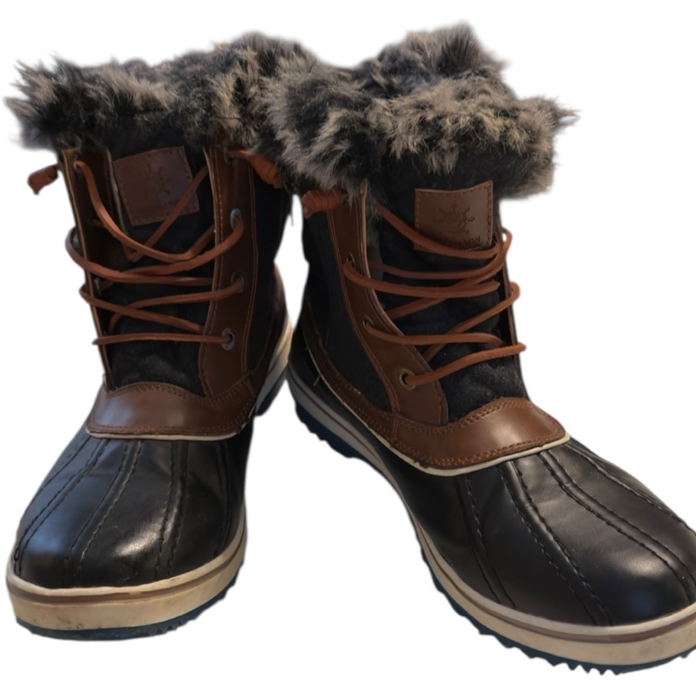 🌺Global Win Black and Brown Fur-Lined Women's Boots